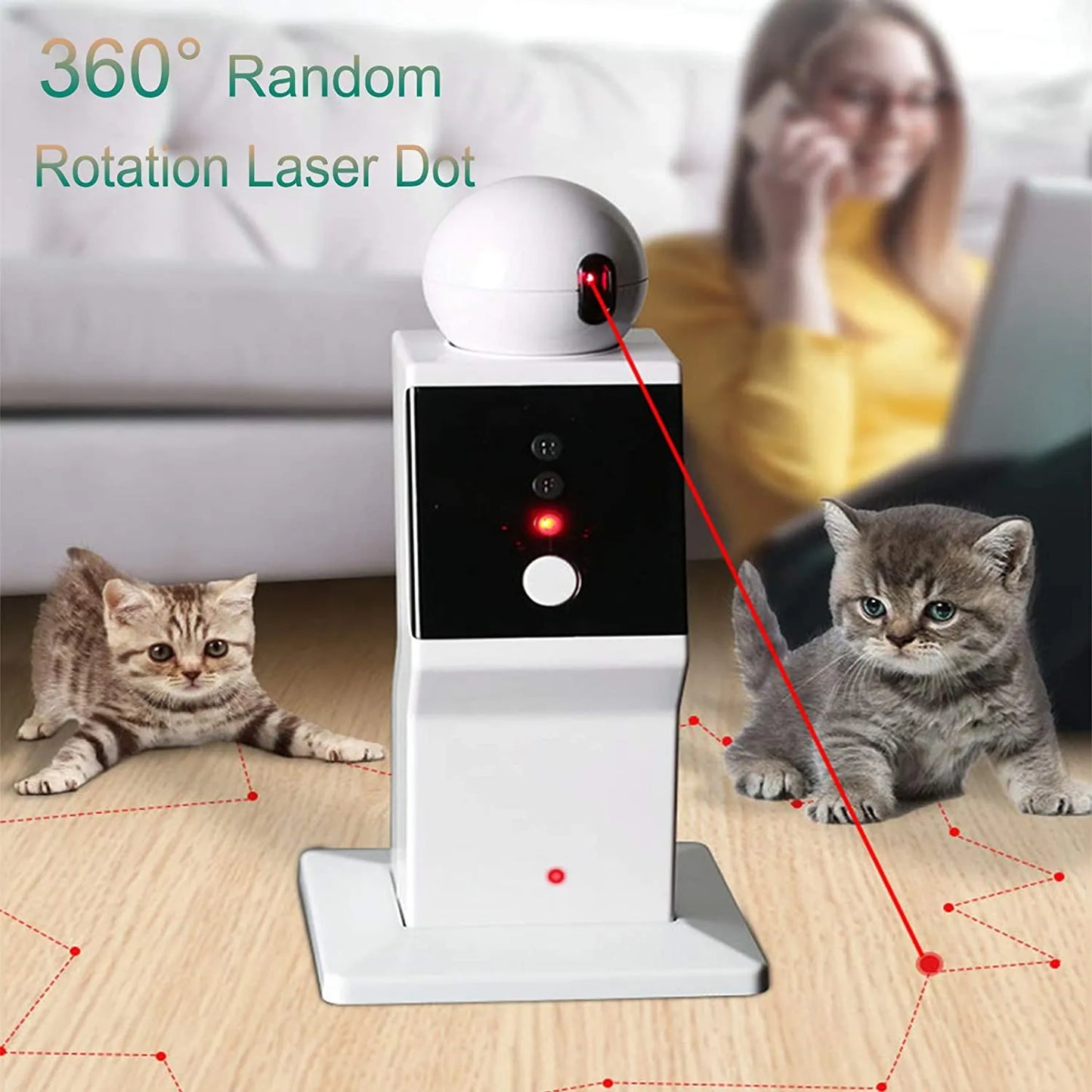 Automatisk Rörande Röd Laser med USB- eller Batteridrift